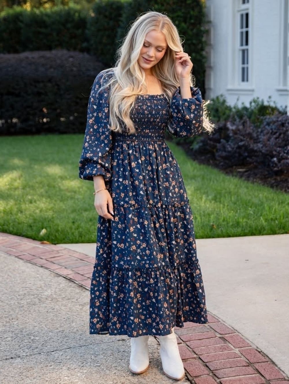 All For The Joy Navy Floral Maxi Dress